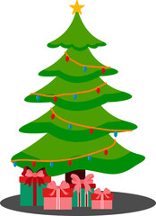 Christmas Tree Flat Illustration