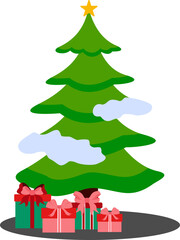 Christmas Tree Flat Illustration