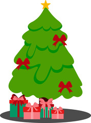 Christmas Tree Flat Illustration