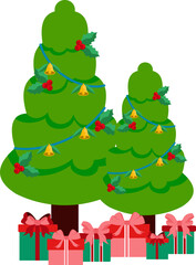 Christmas Tree Flat Illustration