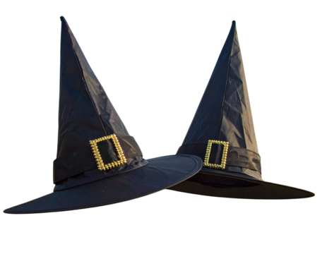 Halloween Accessories Duo: Classic Witch Hat with Buckle Isolated on Transparent Background