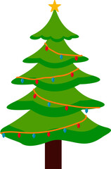Christmas Tree Flat Illustration