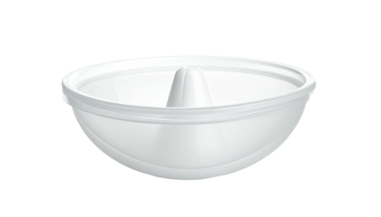 White citrus juicer with a ridged cone and bowl for extracting fresh juice