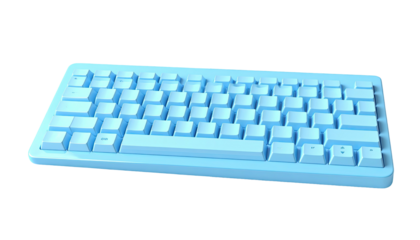 Solid light blue, angled keyboard isolated on a black background