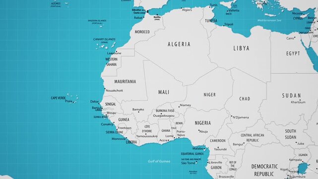 Mali on the World Map with Animated National Flag
