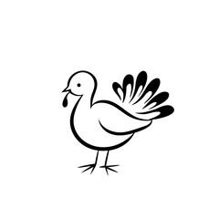 Obraz premium turkey. turkey simple black and white line art vector logo