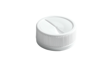 White plastic rotary knob with vertical grooves and a slot for adjustment