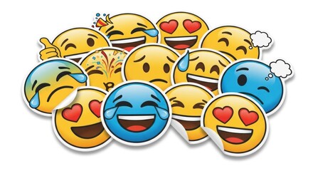 Collection of diverse emoji stickers expressing various emotions and reactions.