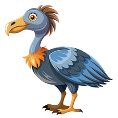 Fototapeta premium Vector illustration of artistic depiction of a blue prehistoric bird with a prominent orange neck ruff and large beak