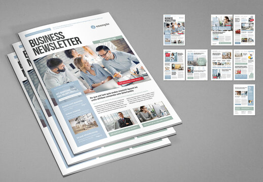 Newsletter Brochure with Company Business News A4 or US Letter in Pale Colors