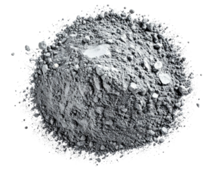 Gray powdered material, piled in a mound