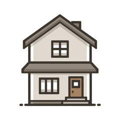 Cute and cozy two story house illustration with neutral colors representing home and family life