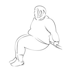 One continuous line drawing on white isolated background. Minimalism linear illustration. women, people, adult, outdoors, healthy lifestyle, adults only, exercising, sport, push-ups, fat