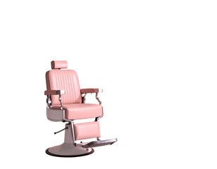 Fototapeta premium Retro Hairdressing Chair with Pink Cushion and Chrome Accents in Studio Setting