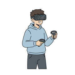 Vector of a child using VR