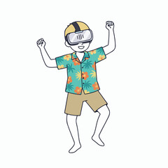 Vector of a child using VR