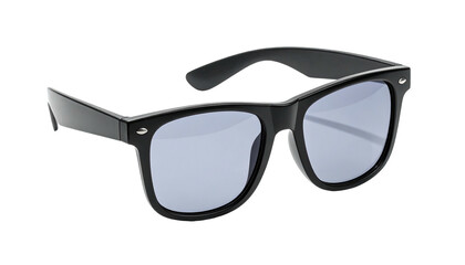 Classic black-framed eyewear with reflective lenses against a dark background