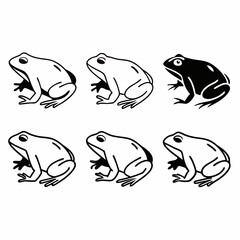 Six frog illustrations in a pattern a playful and simple design element