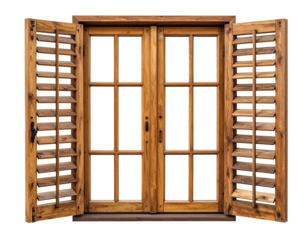 Wooden double-hung window with shutters