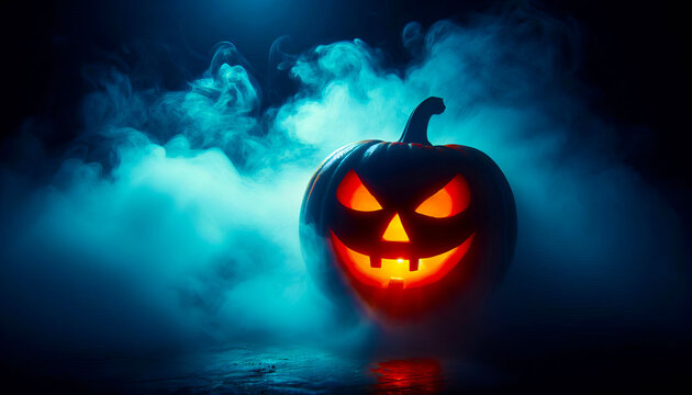 Jack-o-Lantern Blue Fog Close-up