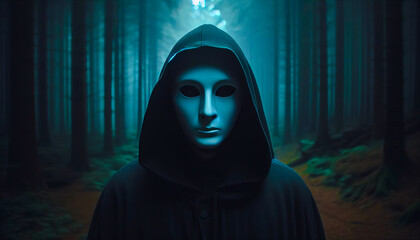 Masked Figure Dark Forest Cloak
