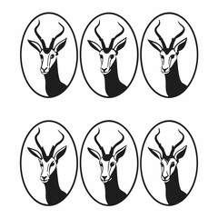 Obraz premium Illustration of antelope head in oval frame, classic and elegant design