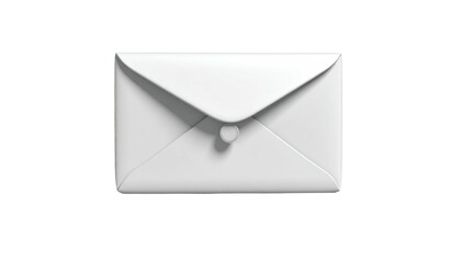 A pristine, glossy white envelope, sealed with a small button, sits on a black background