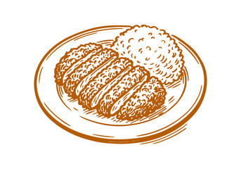 Katsu hand drawn sketch vector illustration