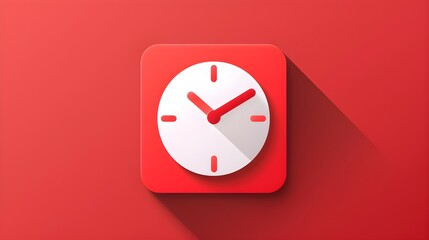 Red Clock Icon 3d rendered