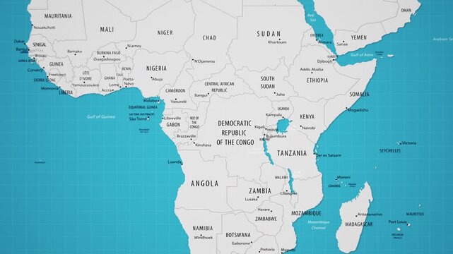 Democratic Republic of the Congo on the World Map with Animated National Flag