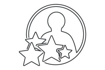 Vector art of customer review icon symbol of client satisfaction and feedback vector illustration of user rating with stars for business and service