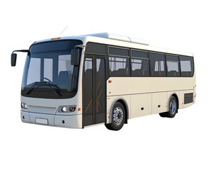 Cream-colored public transport vehicle with multiple windows on a black background