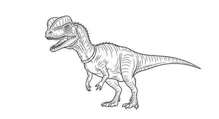Distinctive Dilophosaurus with Frills Simple Line Art Adult Coloring Page Fun