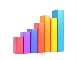 Colorful 3D bar chart illustrating data growth against a black background