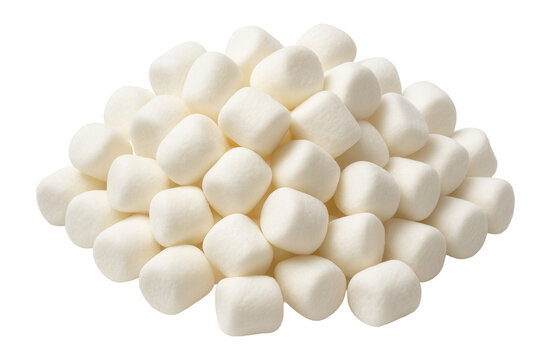 Pile of white mini marshmallows in focus.