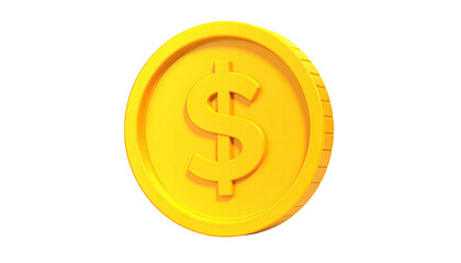 A rendered golden coin with the dollar sign isolated on a black background