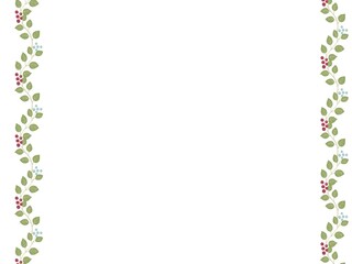 Elegant Berry and Leaf Vertical Border on White