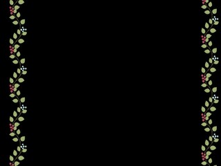 Sophisticated Berry and Leaf Vertical Border on Black