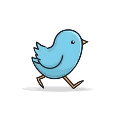 Fototapeta premium Whimsical cartoon bird strutting happily against a clean white backdrop