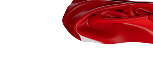 Captivating image of smooth, red fabric in fluid motion, showcasing elegant waves and folds against a clean white background. Perfect for design