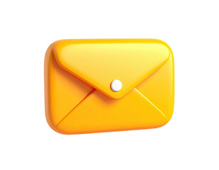 Glossy 3D yellow envelope with button closure, centered against black background