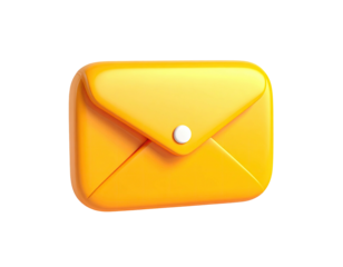 Glossy 3D yellow envelope with button closure, centered against black background