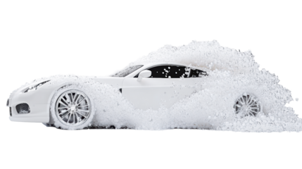 Car Covered in Foam, Transparent Background