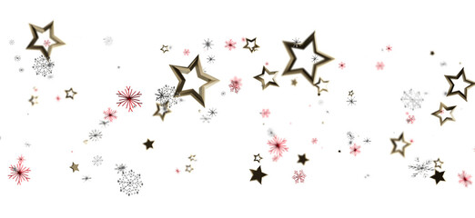 Abstract Christmas or New Year design with golden stars and snowflakes on white, festive celebration concept, seasonal winter holiday illustrati