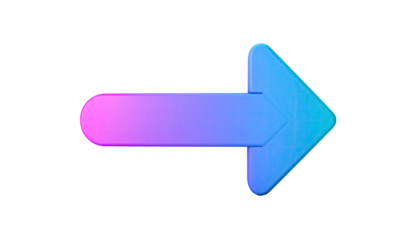 A vibrant, right-pointing arrow with a gradient of pink and blue against a black background