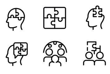 Creative thinking icons – puzzle, teamwork, learning, problem solving