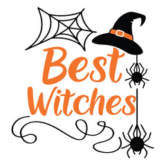 Best Witches Funny Halloween Lettering Design