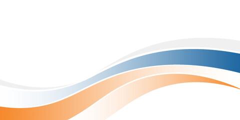 Blue and orange geometric business banner design. Creative banner design with wave shapes and lines for template. Simple design on white horizontal banner.