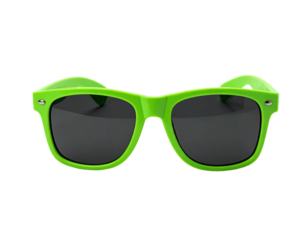 Bright lime green sunglasses with dark lenses (2)
