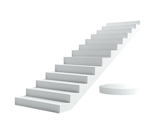 White staircase angled against a circular base
